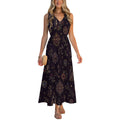Burgundy Floral Maxi Dress with Pockets | V-Neck Resort Dress