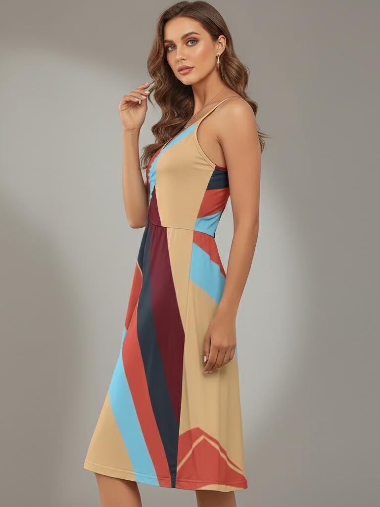 Retro Color Block Maxi Dress | Artistic Resort Sundress