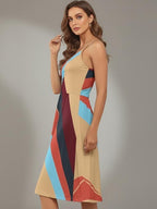 Retro Color Block Maxi Dress | Artistic Resort Sundress