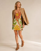 Retro Daisy Cami Mini Dress | 70s Floral Resort Sundress