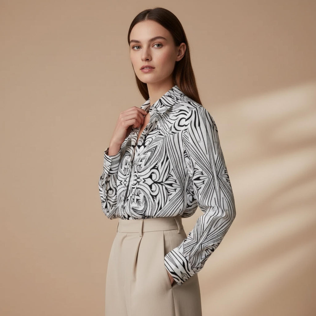 Black White Geometric Shirt | Unisex Baroque Artwear Top