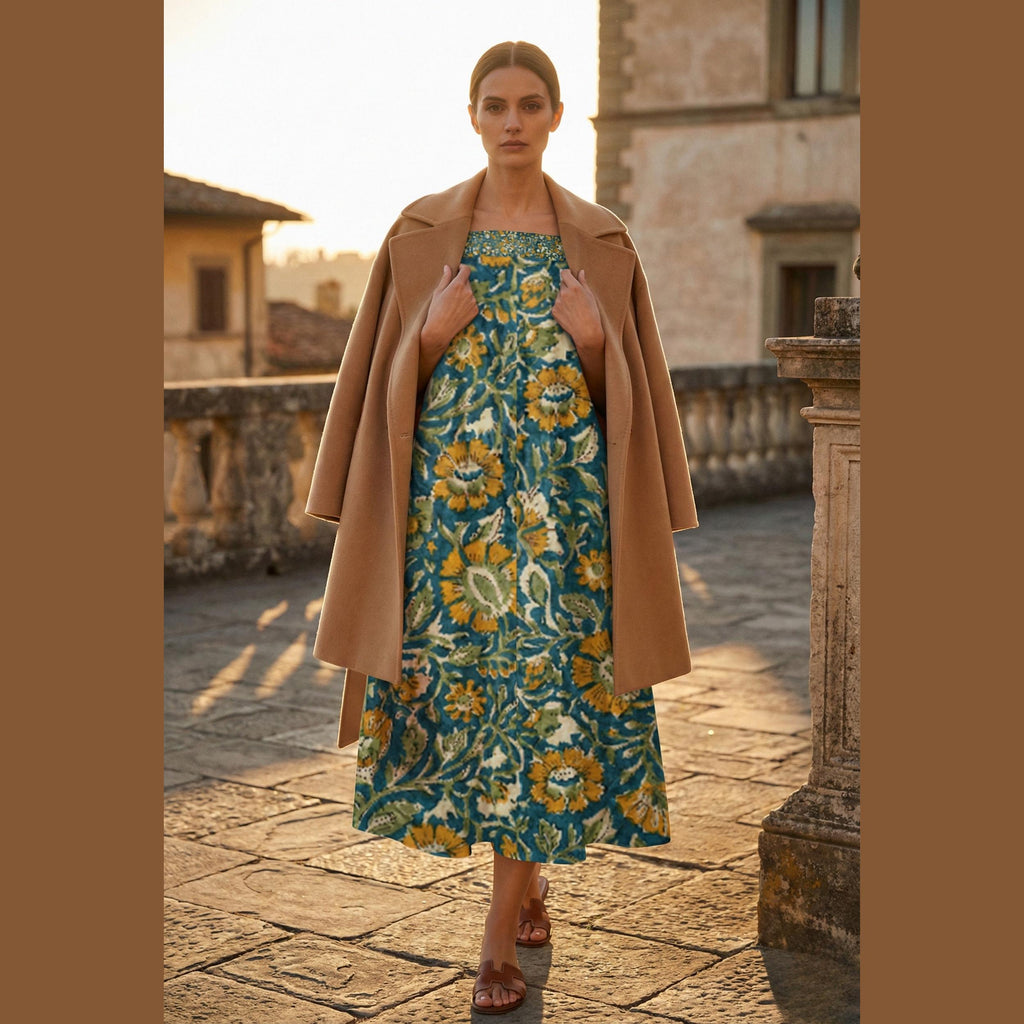 Boho Floral Midi Dress | Relaxed Vintage Summer Dress