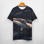 Artistic Whale Cotton T-Shirt | Dark Nordic Marine Tee