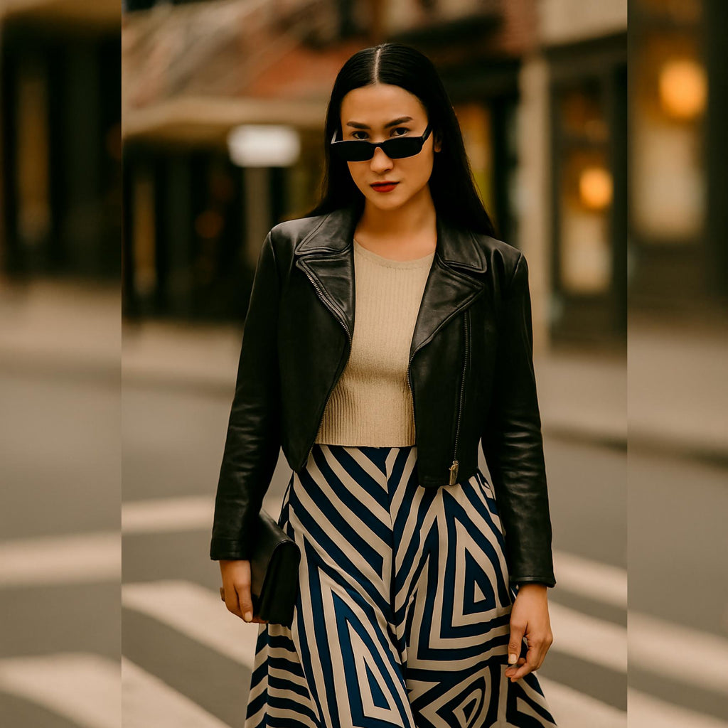 Navy Geometric Maxi Skirt | Architectural Wearable Art Skirt