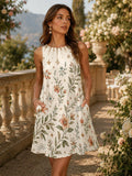 Mediterranean Evil Eye Dress | Floral Coastal A-Line Pocket Dress