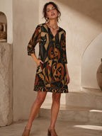 Black cat pumpkin Halloween shift dress alternate view
