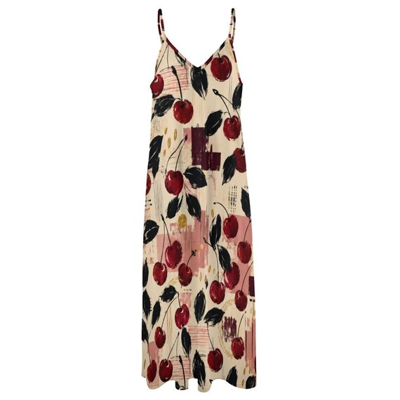 Cherry print slip maxi dress – image 9