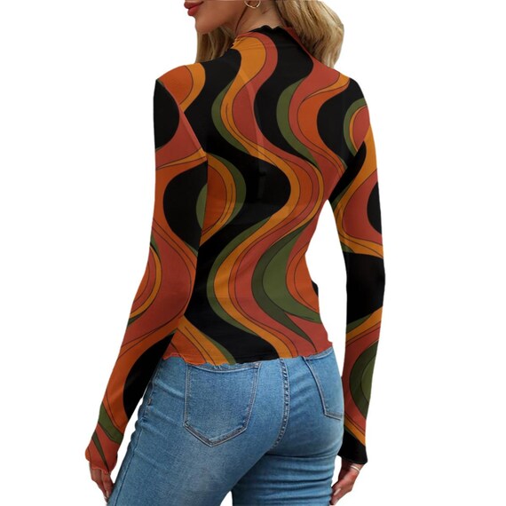 70s retro swirl sheer mesh top – image 12