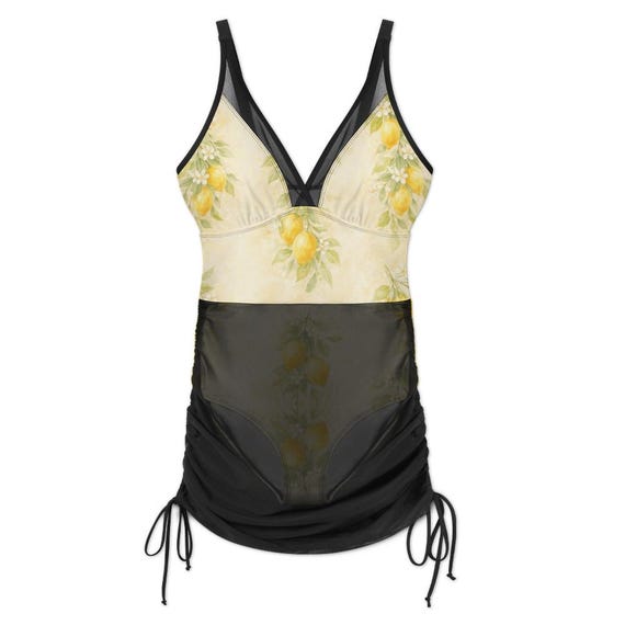 Lemon print one-piece swimsuit with mesh skirt – image 16