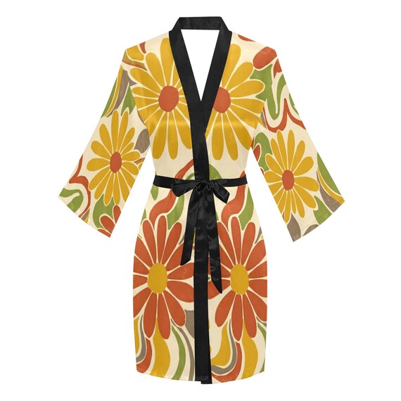Retro floral satin bridesmaid robe – image 11