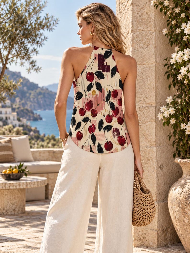 Cherry Print Tank Top, back view