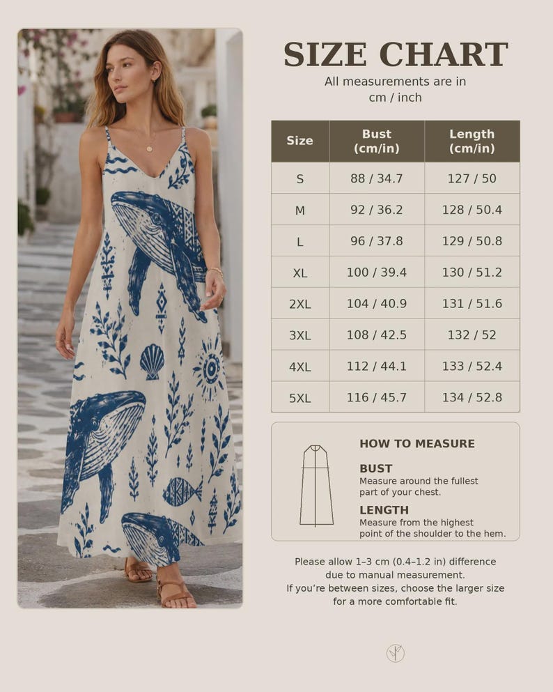 Blue Toile Maxi Dress size chart