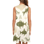 Olive Fish Print A-Line Mini Dress with Pockets for Beach Vacation - image 10