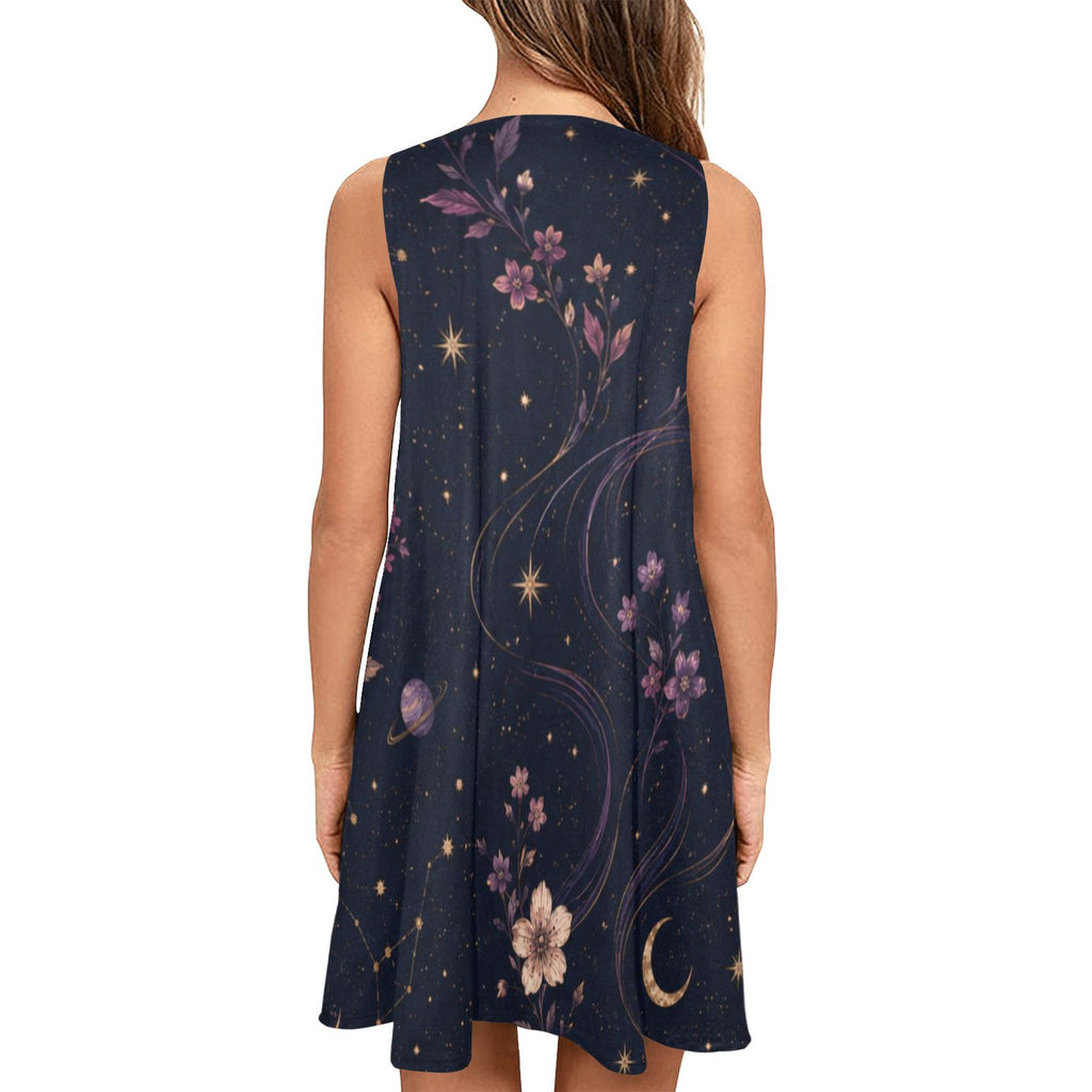 Celestial Floral A-Line Mini Dress with Pockets - image 3