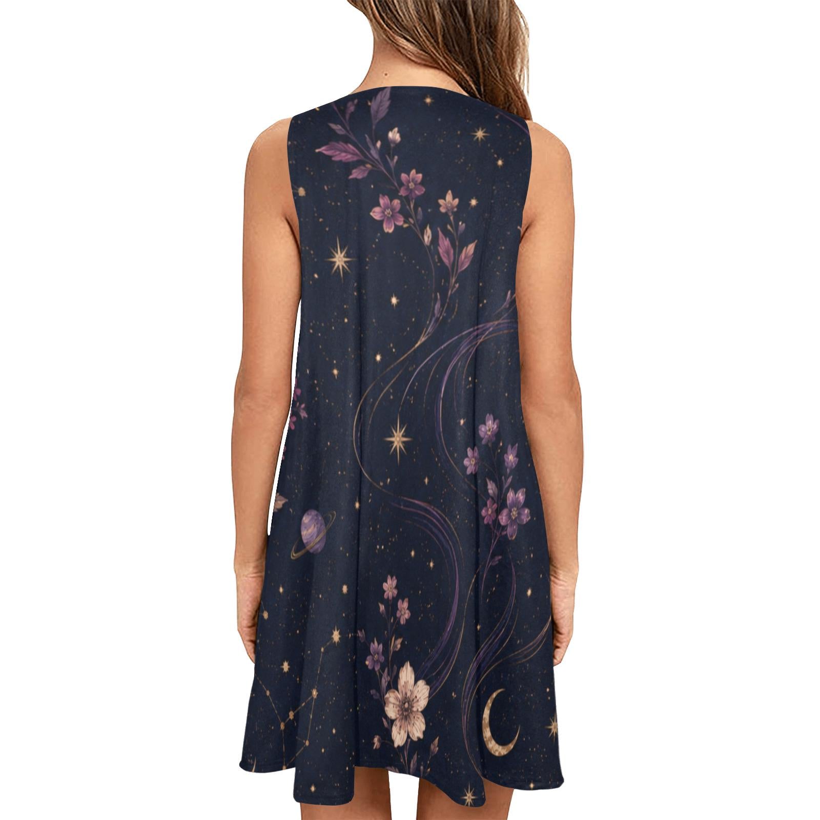 Celestial Floral A-Line Mini Dress with Pockets - image 3