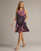 Pink Celestial Moon Dress, 60s A-Line Mini, Tarot Floral Outfit - image 1
