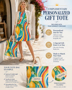 Lemon Wave A-Line Dress, Amalfi Vacation Outfit, Retro Resort Wear With Pockets - image 2