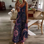 Celestial Tarot Maxi Dress, Moon Star Boho Sundress, Whimsigoth Vacation Outfit - image 10