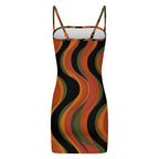 Retro Wave Strappy Mini Dress, 70s Abstract Swirl Summer Party Vacation - image 10