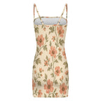 Floral Bodycon Mini Dress, Square Neck Spaghetti Strap, Romantic Summer Vacation Outfit - image 10