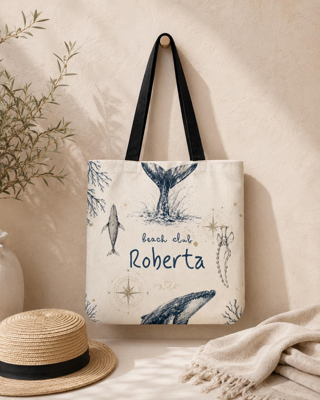 Personalized Whale Beach Club Tote Bag, Custom Canvas Resort Vacation Bag - image 10
