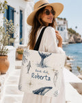 Personalized Whale Beach Club Tote Bag, Custom Canvas Resort Vacation Bag - image 1