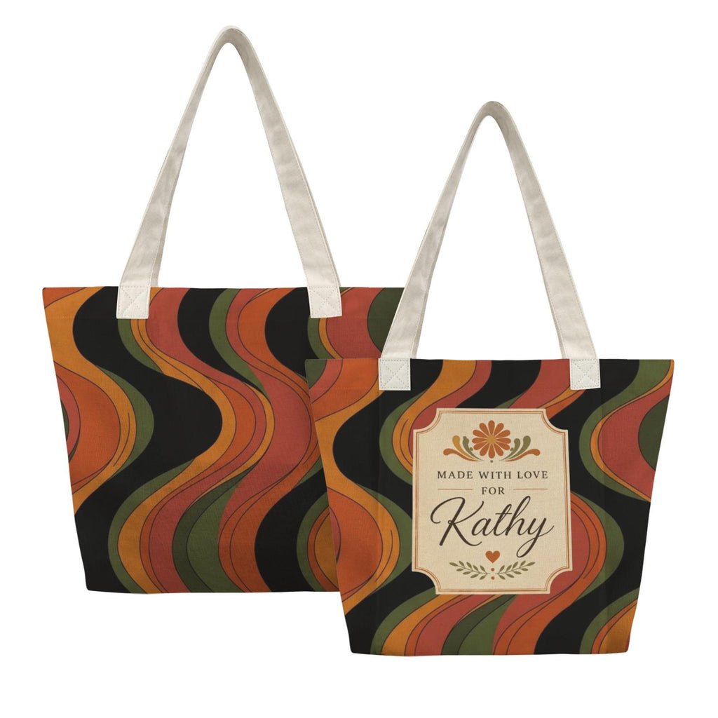 Personalized Retro Yoga Tote, Cotton-Linen Custom Name Bag with Inner Zipper Pocket - image 10