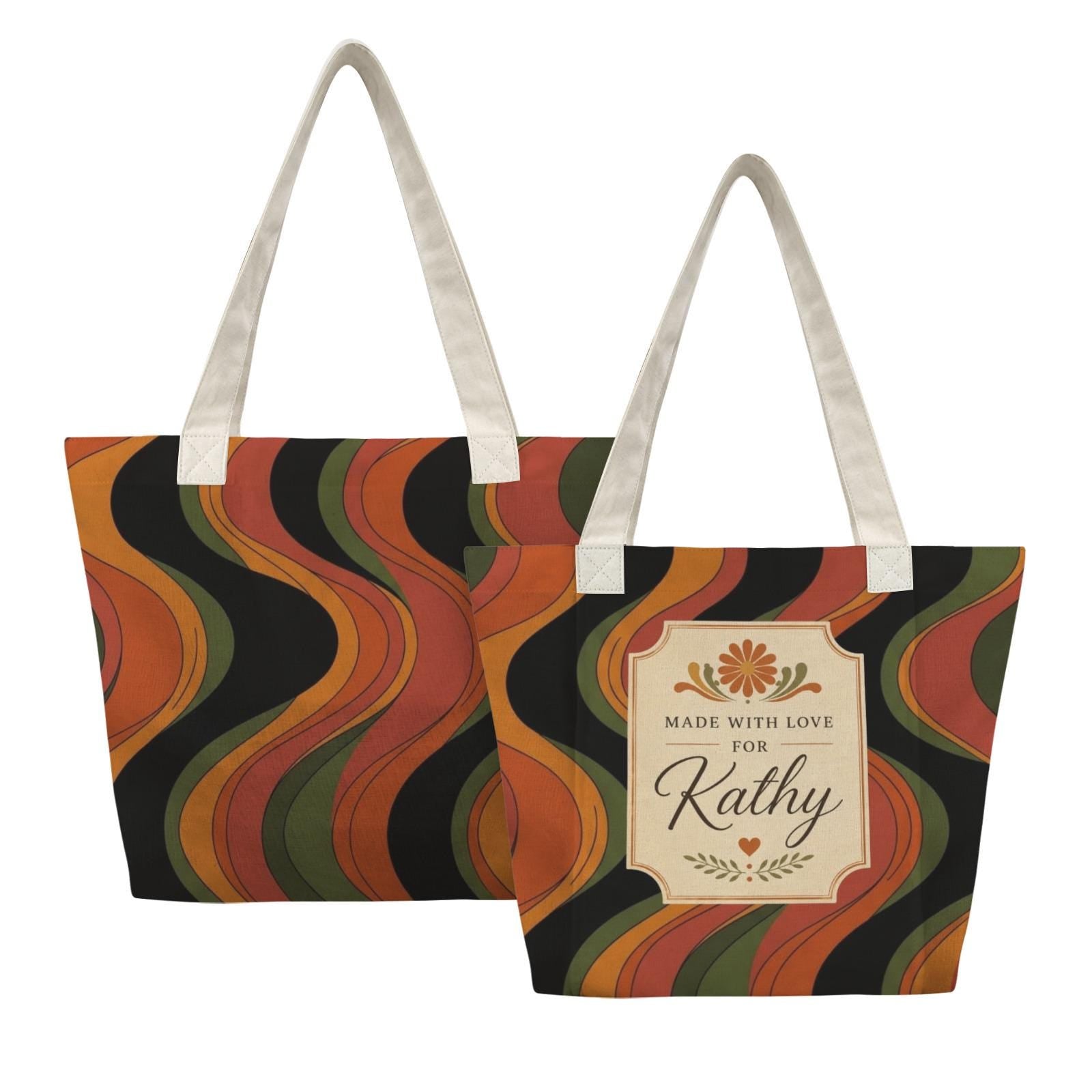 Personalized Retro Yoga Tote, Cotton-Linen Custom Name Bag with Inner Zipper Pocket - image 10