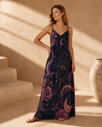 Celestial Tarot Maxi Dress, Moon Star Boho Sundress, Whimsigoth Vacation Outfit - image 9