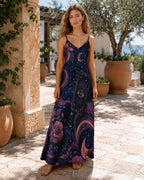 Celestial Tarot Maxi Dress, Moon Star Boho Sundress, Whimsigoth Vacation Outfit - image 2