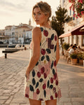 Cherry Print Dress with Pockets, Sleeveless A-Line Mini - image 1