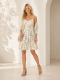 Watercolor Wildflower Dress, Spaghetti Strap Garden Sundress, Romantic A-Line Wedding Guest Outfit - image 1