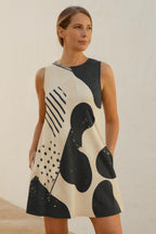 Abstract Brushstroke A-Line Mini Dress with Pockets - image 9