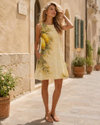 Watercolor Lemon A-Line Mini Dress with Pockets - image 7