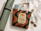 Personalized Retro Yoga Tote, Cotton-Linen Custom Name Bag with Inner Zipper Pocket - image 2