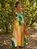 Amalfi Lemon Print Maxi Dress, Mediterranean Italian Summer Resort Wear - image 7
