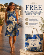 Mediterranean Fish A-Line Mini Dress with Pockets, Blue Coastal Summer Dress - image 2