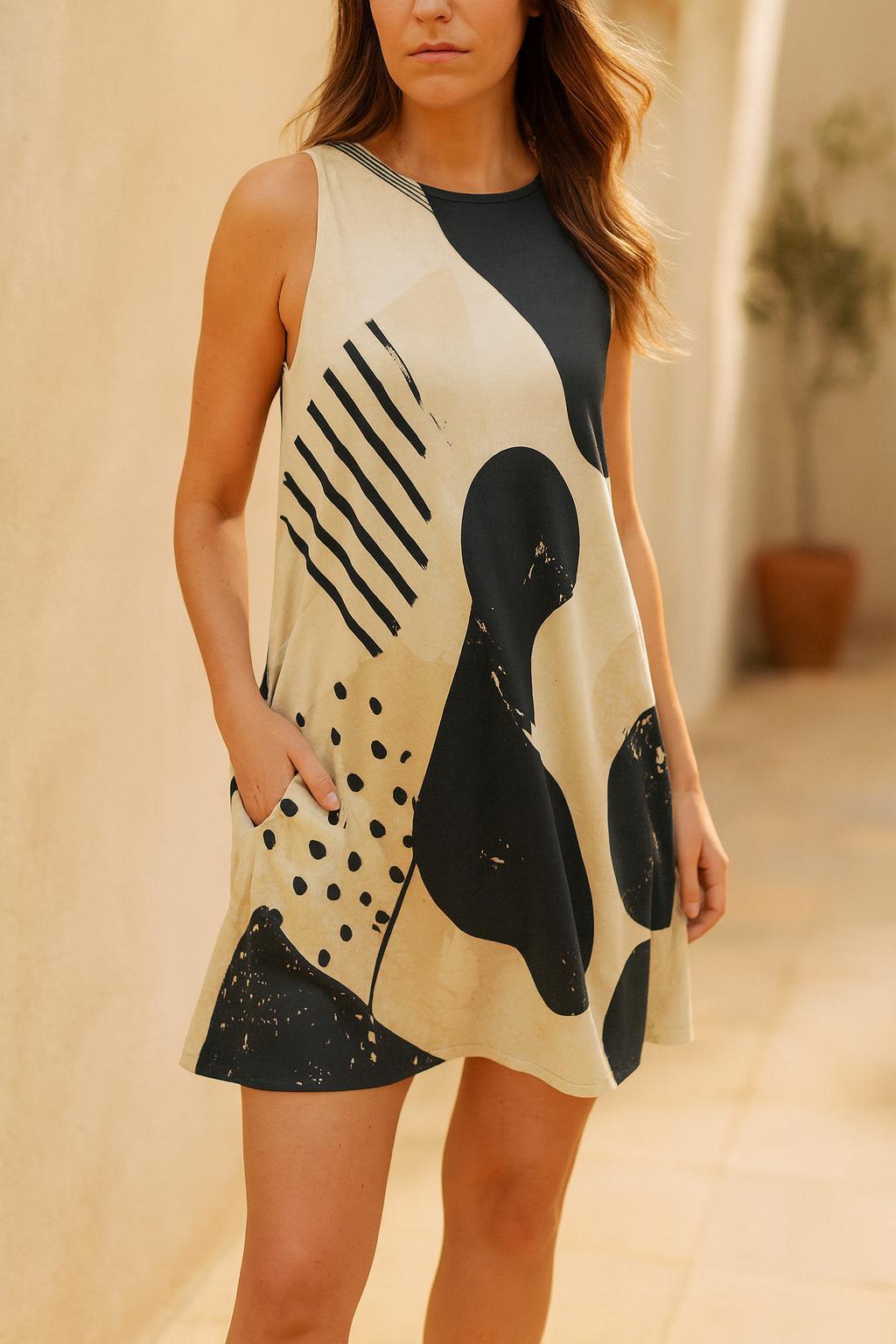 Abstract Brushstroke A-Line Mini Dress with Pockets - image 10