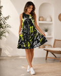 Manga Character Graphic A-Line Mini Dress with Pockets - image 1