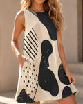 Abstract Brushstroke A-Line Mini Dress with Pockets - image 1