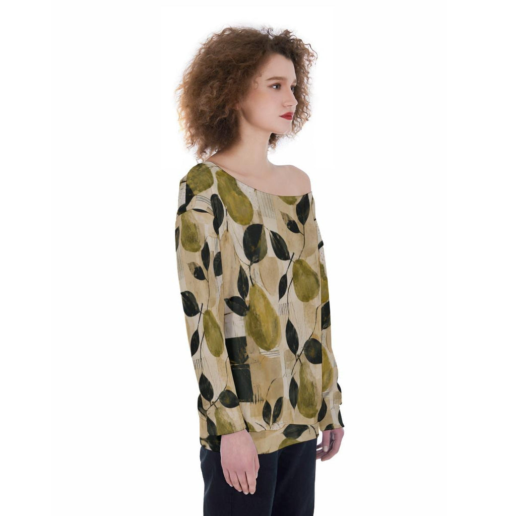 ByZaynCo Olive Green Botanical off shoulder sweatshirt - photo 12