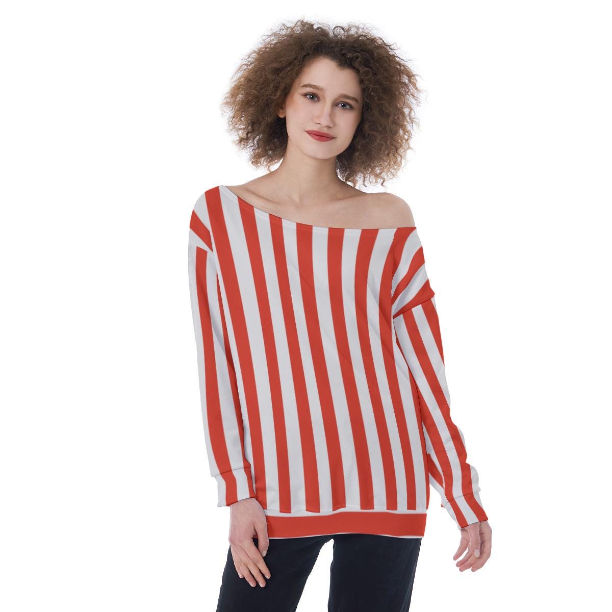 ByZaynCo Red White Stripe off shoulder sweatshirt - photo 12
