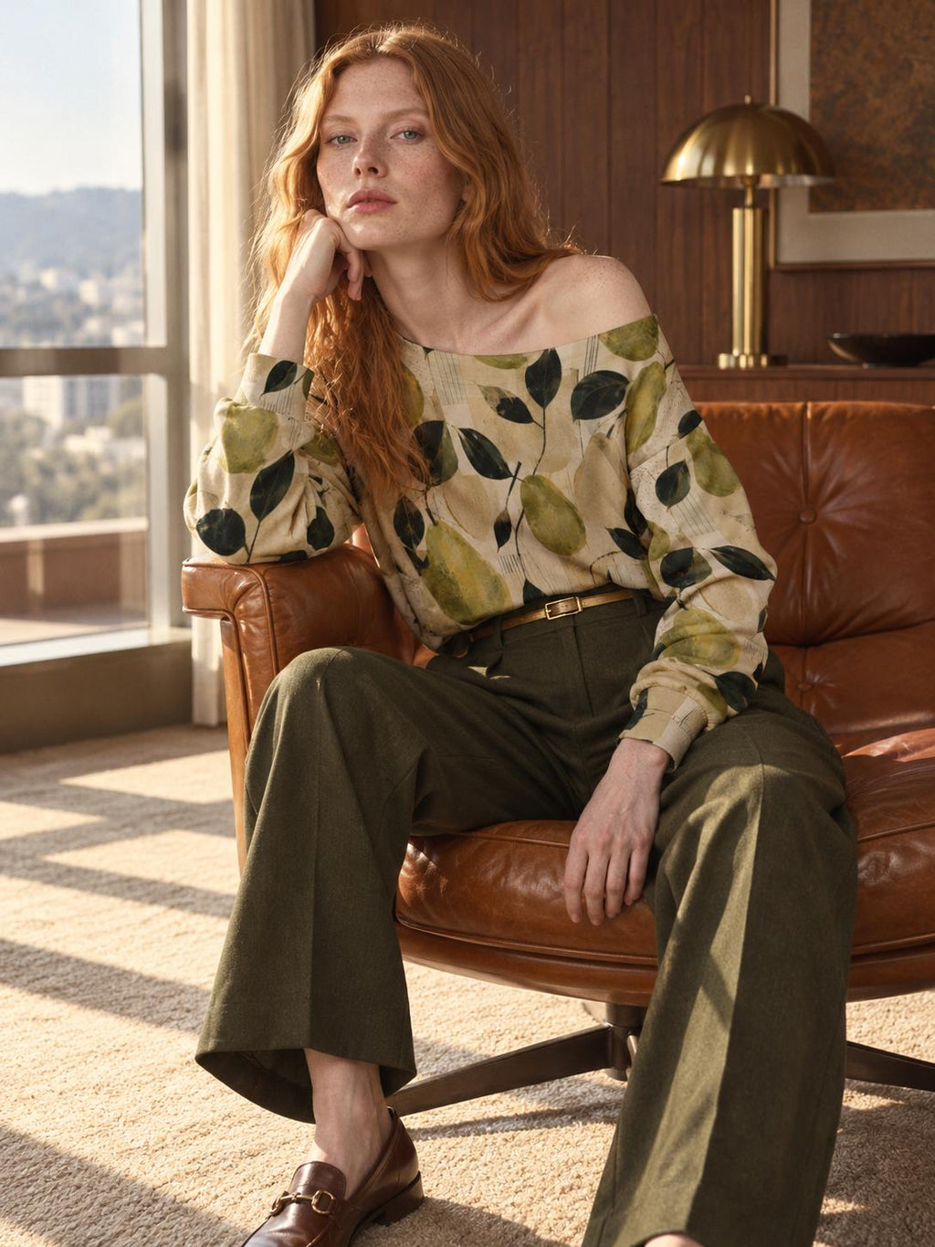 ByZaynCo Olive Green Botanical off shoulder sweatshirt - photo 3
