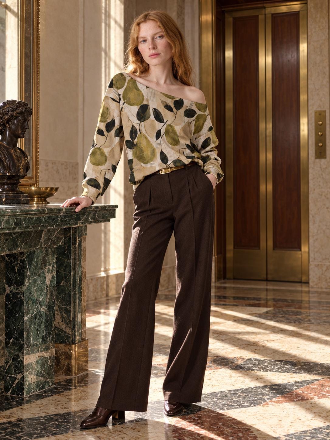 ByZaynCo Olive Green Botanical off shoulder sweatshirt - photo 4