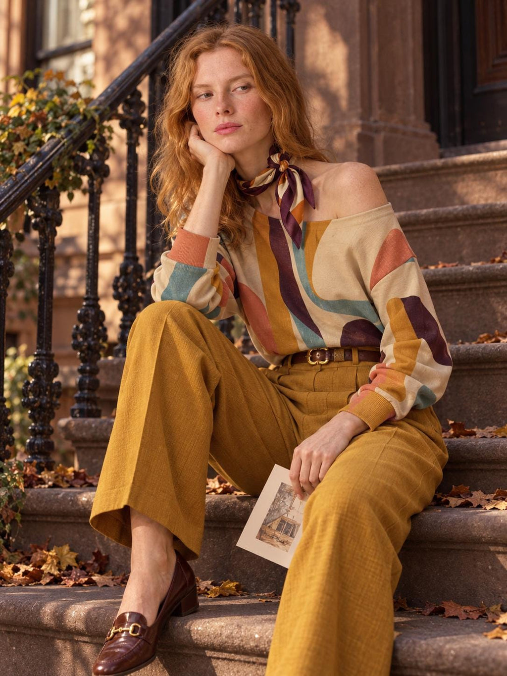 ByZaynCo Earth Tone Abstract off shoulder sweatshirt - photo 4