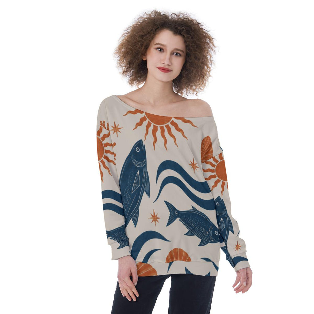 ByZaynCo Ocean Art off shoulder sweatshirt - photo 10