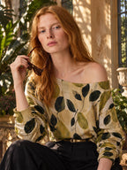 ByZaynCo Olive Green Botanical off shoulder sweatshirt - photo 10