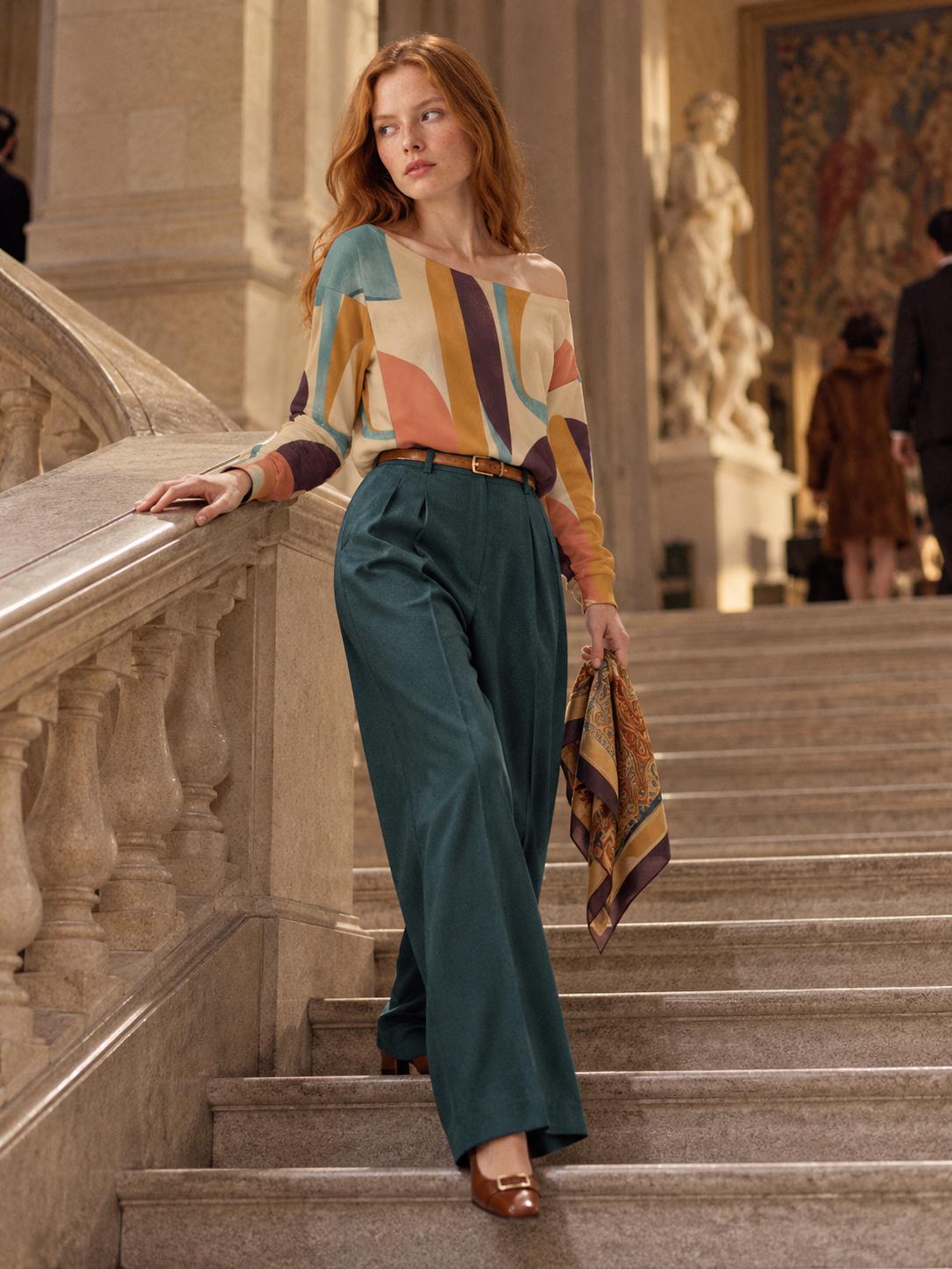 ByZaynCo Earth Tone Abstract off shoulder sweatshirt - photo 11