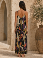 Stained Glass Halloween Slip Maxi Dress | Dark Art Strappy Dress