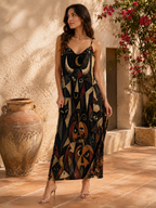Dark Celestial Art Slip Maxi Dress | Spaghetti Strap Long Dress
